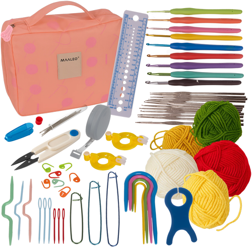 Set za Kukičanje 58 Dijelova u Kutiji 23 x 19 x 8 cm, Višebojni