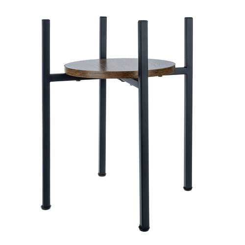 Stalak za Cvijeće Loft Stil 41 cm Crni s Drvenim Vrhom