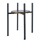 Stalak za Cvijeće Loft Stil 41 cm Crni s Drvenim Vrhom