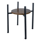 Stalak za Cvijeće Loft Stil 41 cm Crni s Drvenim Vrhom