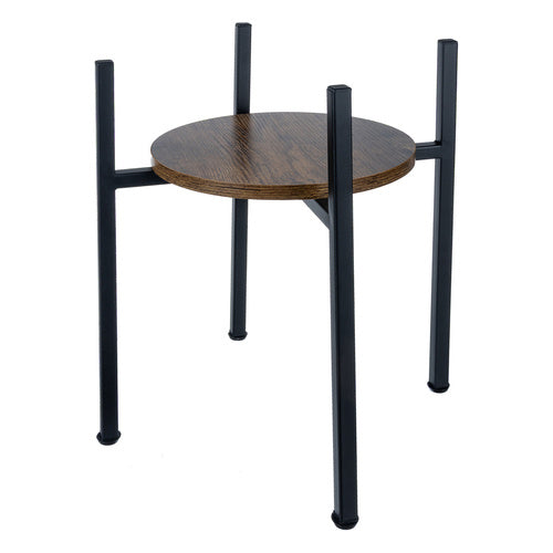 Stalak za Cvijeće Loft Stil 41 cm Crni s Drvenim Vrhom