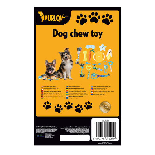 Set Igračaka za Pse 16u1 s Konopcem i Gumenim Igračkama, Višebojni