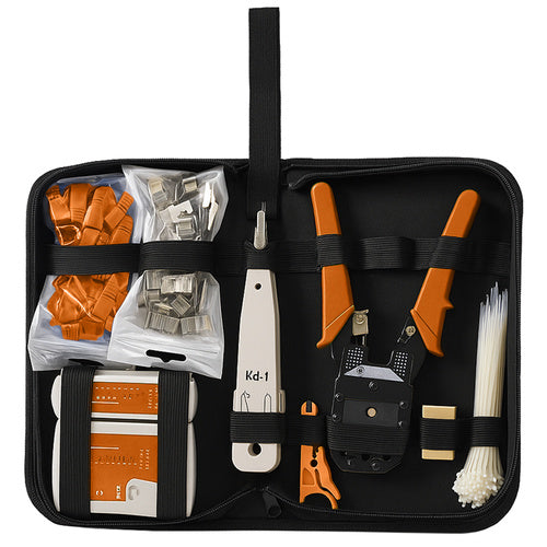 Tester Za Kablove RJ45/RJ11, Set Alata Za Mrežu, 145 Dijelova, Crno-Narančasti