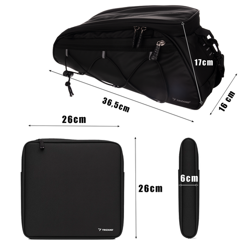 Vodootporne Biciklističke Torbe s Termo Središnjom Torbom 16 L, Set od 3, Crne