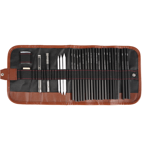 Set Za Slikanje i Skiciranje 29 Dijelova u Crnoj Torbi 47 x 20.5 x 2.5 cm