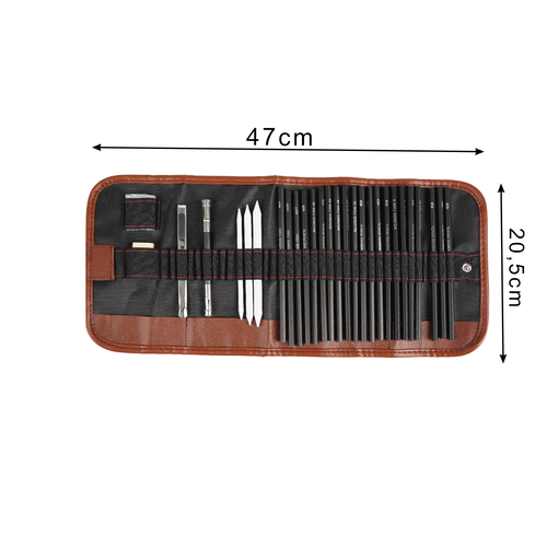 Set Za Slikanje i Skiciranje 29 Dijelova u Crnoj Torbi 47 x 20.5 x 2.5 cm