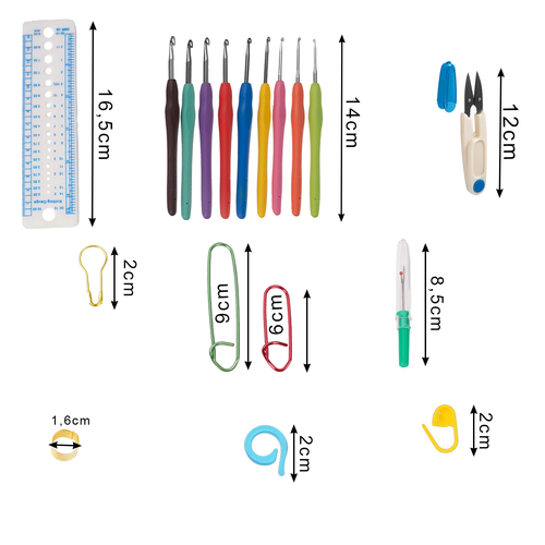 Set za Kukičanje 113 Dijelova s Torbom, Višebojni, 29 x 39 cm