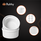 Keramički Ramekin Set 6 Komada, 200 ml, Bijeli, 9 x 4.6 cm