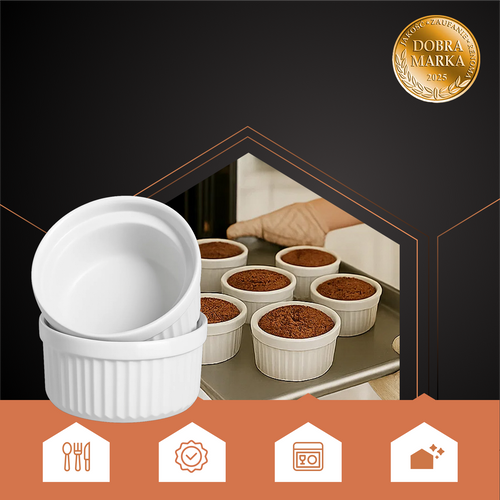 Keramički Ramekin Set 6 Komada, 200 ml, Bijeli, 9 x 4.6 cm
