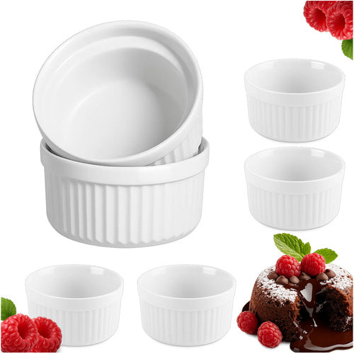 Keramički Ramekin Set 6 Komada, 200 ml, Bijeli, 9 x 4.6 cm