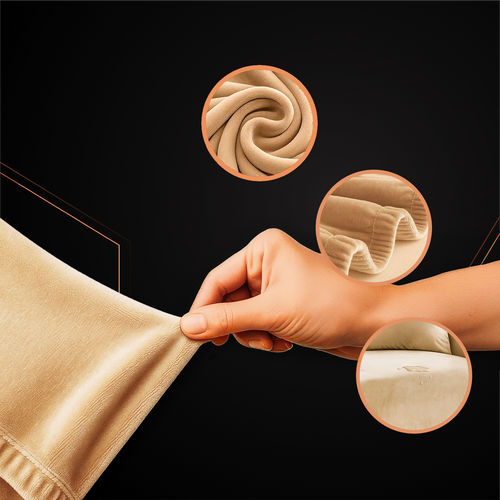 Bež Navlaka za Kutnu Sofu od Baršuna 145-185 cm