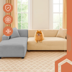 Bež Navlaka za Kutnu Sofu od Baršuna 145-185 cm