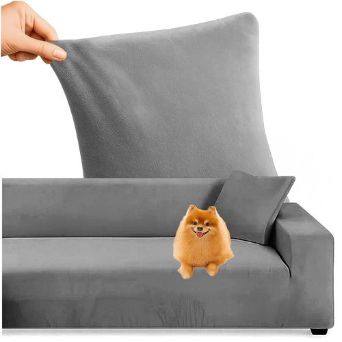 Navlaka za Kutnu Sofu 145-185 cm Tamno Siva Baršunasta