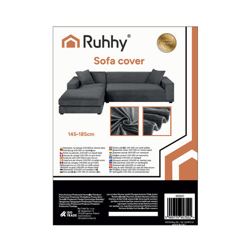 Navlaka za Kutnu Sofu 145-185 cm Tamno Siva Baršunasta