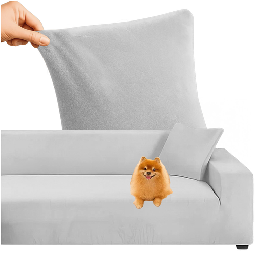 Elastična Baršunasta Navlaka za Kutnu Sofu 145-185 cm Svjetlosiva