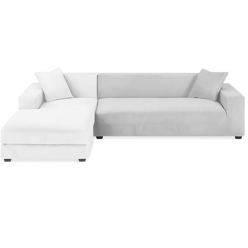 Elastična Baršunasta Navlaka za Kutnu Sofu 145-185 cm Svjetlosiva