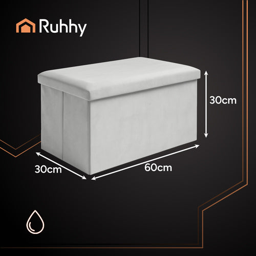 Sklopivi Sivi Baršunasti Tabure s Pretincem 60x30x30 cm