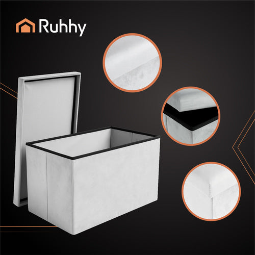 Sklopivi Sivi Baršunasti Tabure s Pretincem 60x30x30 cm