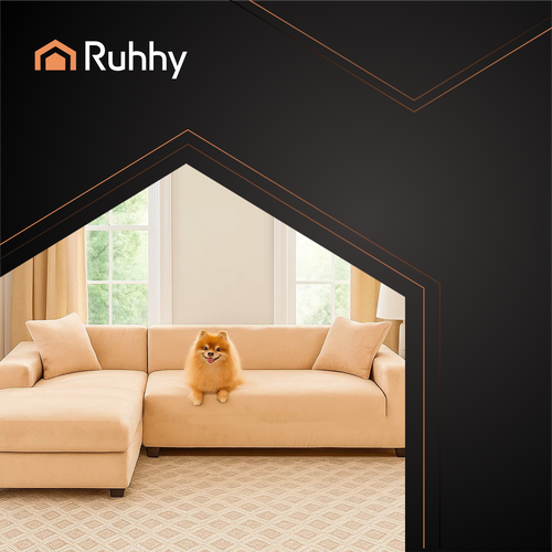 Bež Navlaka za Kutnu Garnituru od Baršuna 190-230 cm