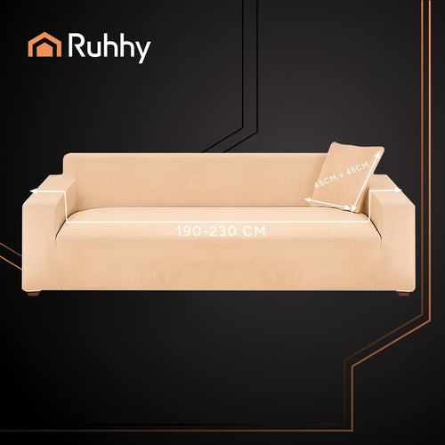 Bež Navlaka za Kutnu Garnituru od Baršuna 190-230 cm