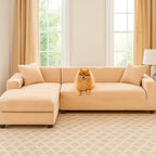 Bež Navlaka za Kutnu Garnituru od Baršuna 190-230 cm