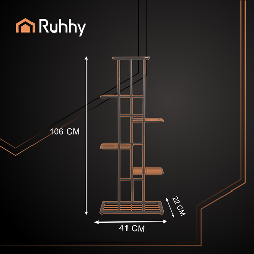 Stalak za Cvijeće od Metala 106 cm, Crni, 6 Razina