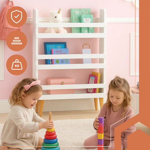 Bijela Dječja Polica za Igračke i Knjige s 3 Police 95 x 15 x 50 cm