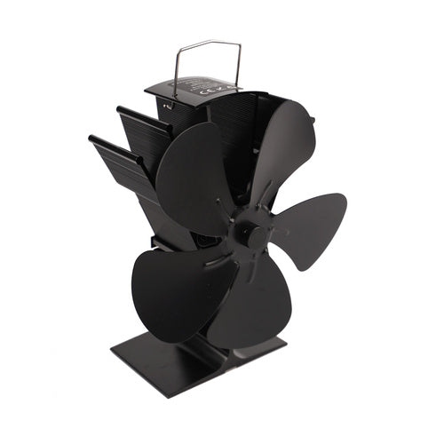 Ventilator za Kamin s 5 Lopatica, Crni, 16.3 x 9.5 x 22 cm