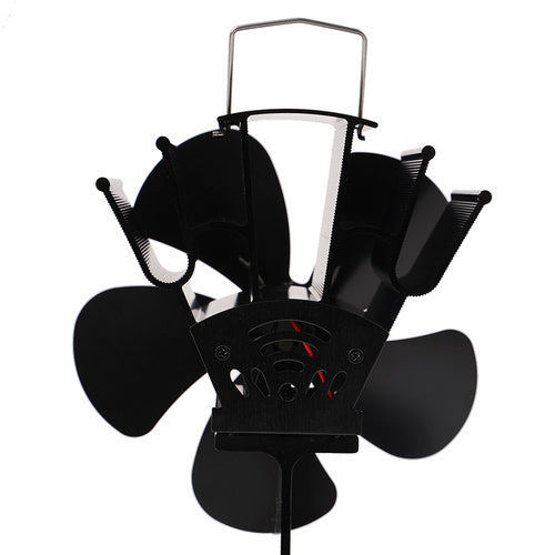 Ventilator za Kamin s 5 Lopatica, Crni, 16.3 x 9.5 x 22 cm
