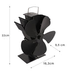 Ventilator za Kamin s 5 Lopatica, Crni, 16.3 x 9.5 x 22 cm