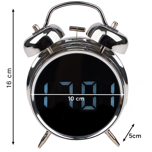 Digitalni Budilnik sa LED Ekranom, 16 x 10 x 5 cm, Srebrno-Bijeli