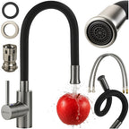 Kuhinjska Slavina s Fleksibilnim Izljevom 360°, Crno-Srebrna, 55.5 x 8 x 3 cm