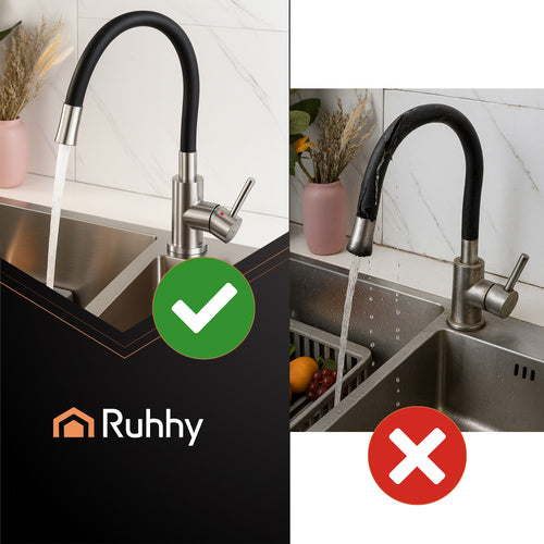 Kuhinjska Slavina s Fleksibilnim Izljevom 360°, Crno-Srebrna, 55.5 x 8 x 3 cm