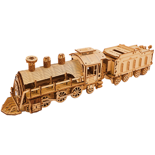 3D Puzzle Parna Lokomotiva s Tenderom, 31 x 8 x 7 cm, Drvo, 282 Dijela
