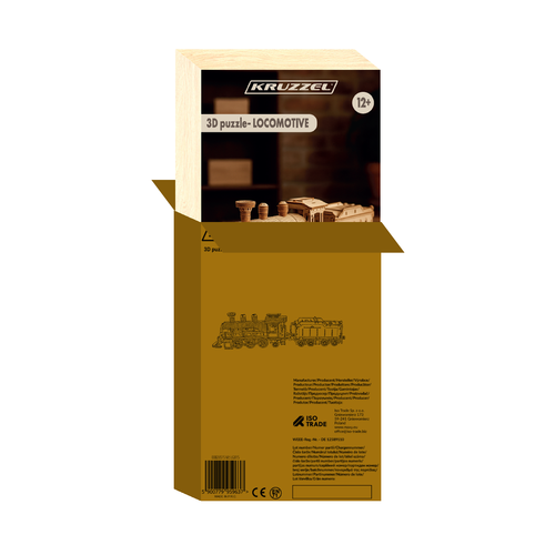 3D Puzzle Parna Lokomotiva s Tenderom, 31 x 8 x 7 cm, Drvo, 282 Dijela