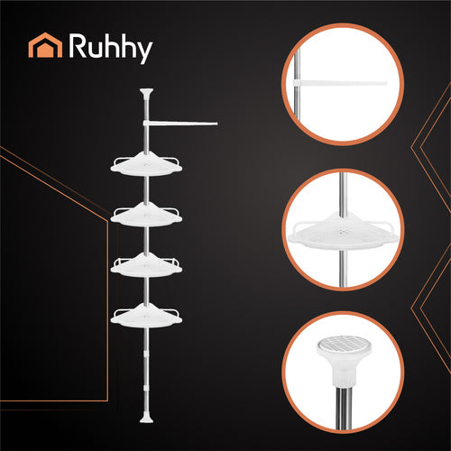 Kutna Teleskopska Polica za Tuš 240–310 cm Bijela