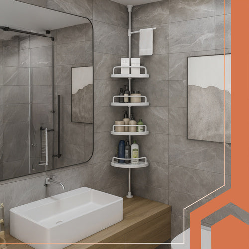 Kutna Teleskopska Polica za Tuš 240–310 cm Bijela