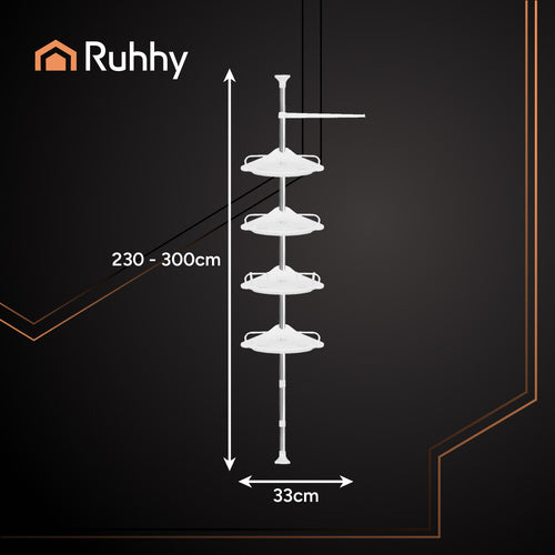 Kutna Teleskopska Polica za Tuš 240–310 cm Bijela
