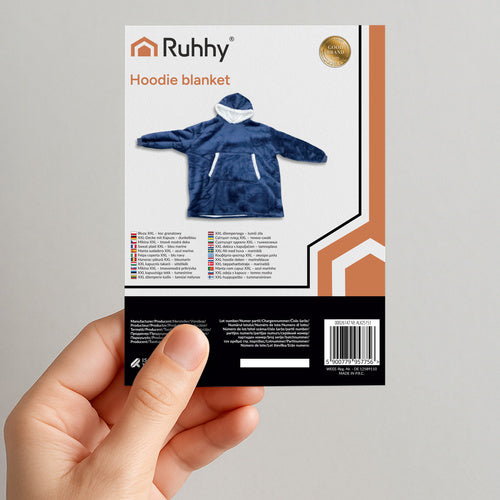 XXL Deka Hoodie s Kapuljačom 88 x 80 cm Tamnoplava