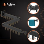 Preklopni Zidni Sušilo za Rublje s 18 Kuka, Crni, 103-127 cm