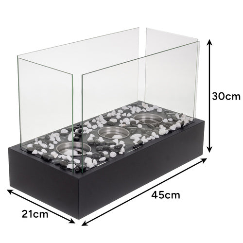 Samostojeći Bio Kamin 45x29x20.5 cm Crni s Staklenim Zidovima