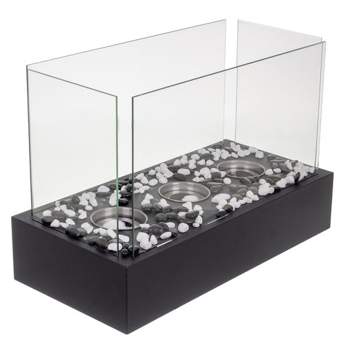 Samostojeći Bio Kamin 45x29x20.5 cm Crni s Staklenim Zidovima