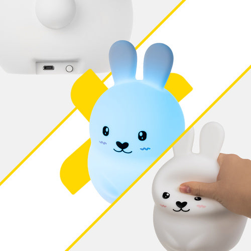 Dječja Noćna RGB Lampa Zec sa Daljinskim, 18 x 11 cm, Bijela