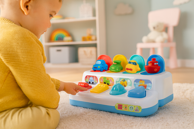 Edukativna Igračka s Iskakajućim Vozilima 4-u-1, 25 x 13 x 12 cm, Višebojna