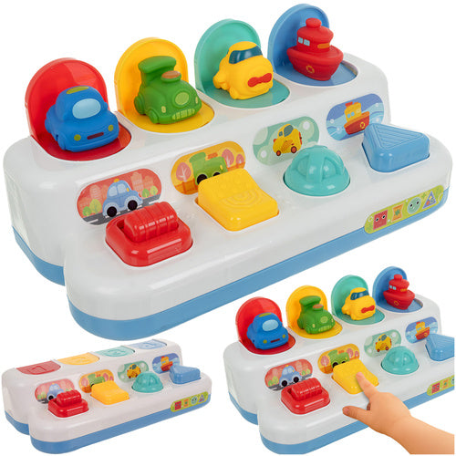 Edukativna Igračka s Iskakajućim Vozilima 4-u-1, 25 x 13 x 12 cm, Višebojna