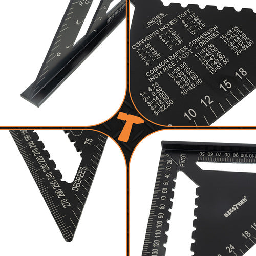 Stolarski Kutnik 30x30 cm Crni s 5 Olovaka