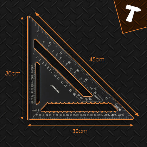 Stolarski Kutnik 30x30 cm Crni s 5 Olovaka