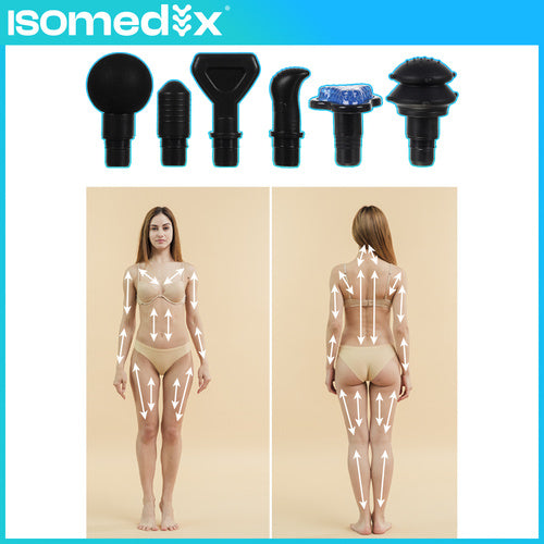 Masažna Pištoljka za Tijelo i Leđa, 30 Razina, 12 Masažnih Glava, Crna, 18 x 25 x 7 cm