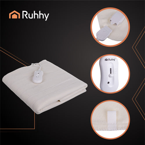 Električna Grijaća Dekica 190x80 cm Bijela s 3 Razine i Daljinskim