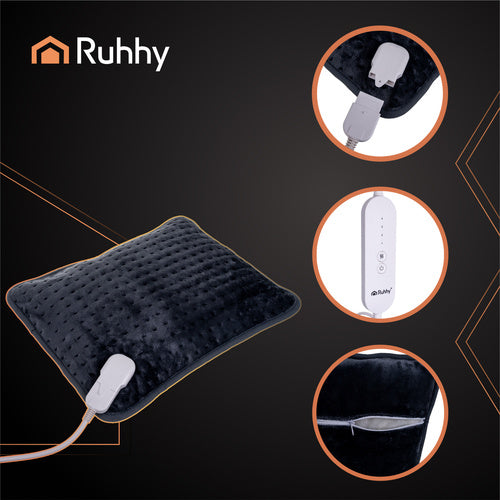 Grijani Jastuk 40x30 cm, Sivi, Električni s 4 Razine Temperature